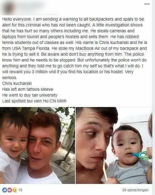 Bài đăng của một người cũng từng bị lừa bởi những người khách du lịch giả vờ mất tiền và giấy tờ.