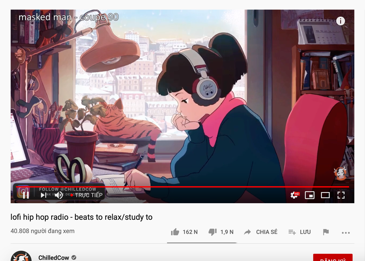 Sau khi video cũ bị dừng lại, ChilledCow đã khởi động lại một video live-stream mới từ hôm 23/2.