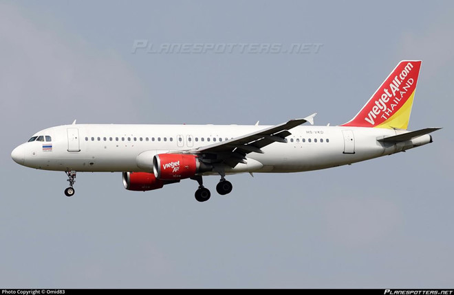 Tàu bay Airbus A320 số đăng ký HS-VKD của Thai Vietjet Air. Ảnh: Omid83/Planespotter.net