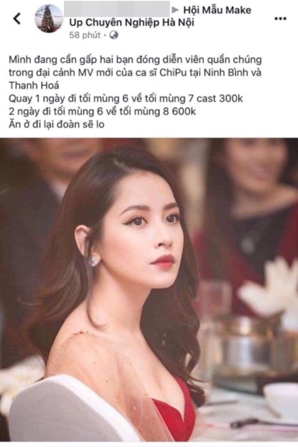 Một tài khoản được cho là thành viên trong ê-kíp của Chi Pu đăng thông báo tuyển diễn viên vào vai quần chóng.