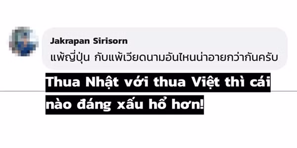 "Thua Nhật với thua Việt Nam thì cái nào đáng xấu hổ hơn?".