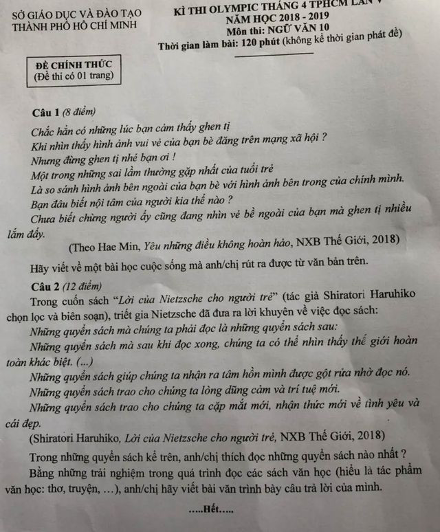 Đề Văn đề cập về sự ghen tị với người khác trên mạng xã hội.