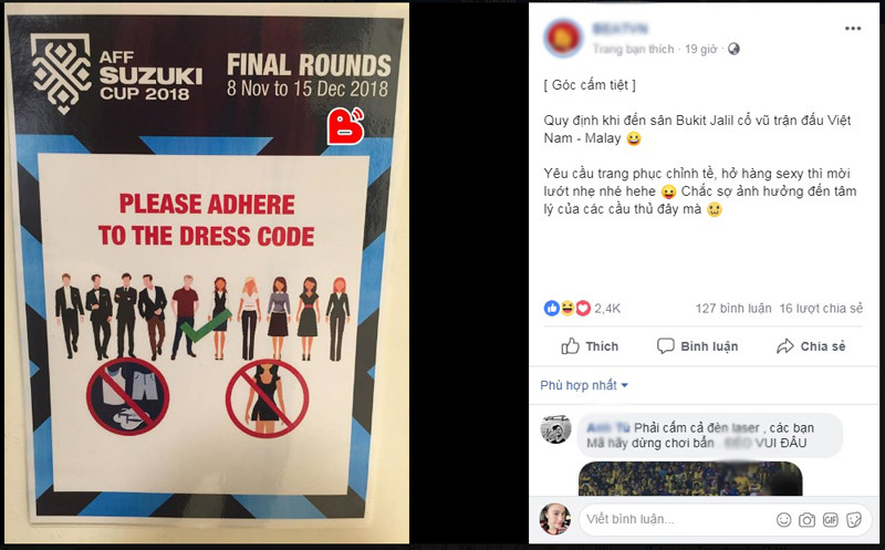Quy định về trang phục vào sân Bukit Jalil xem trận chung kết thu hút sự chú ý của cư dân mạng.