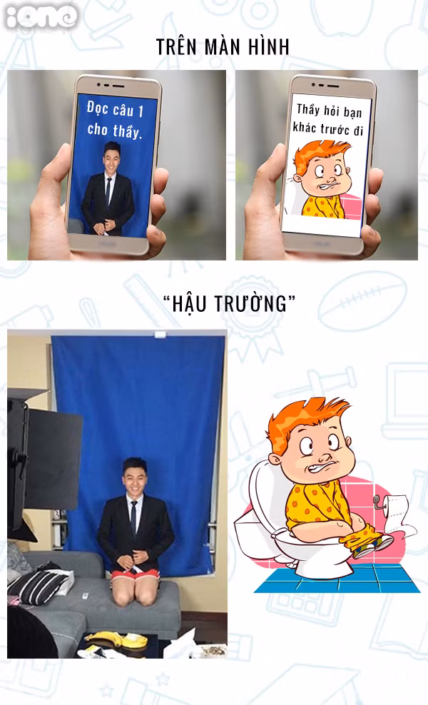 Vì học tại nhà nên khó tránh những tình huống trớ trêu khi đang dở dang việc khác thì phải online theo dõi bài.