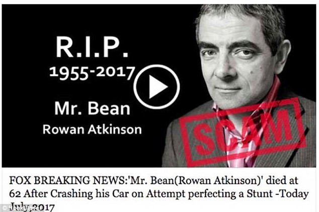 Mr.Bean trở thành nạn nhân của trò đùa ác ý trên mạng xã hội năm 2017.