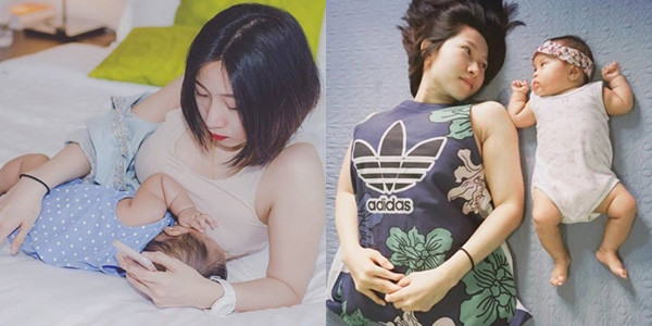 Sau khi con gái ra đời, hạnh phúc của bà mẹ trẻ trở nên viên mãn hơn.