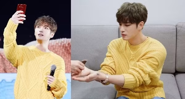 Nước da trắng mịn của Kim Jae Joong (JYJ) đúng là rất hợp với chiếc ào vàng rực này.