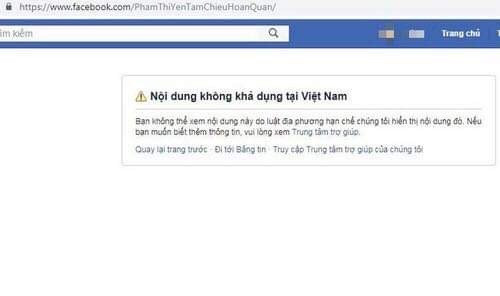 Cục Phát thanh, Truyền hình và Thông tin điện tử đã yêu cầu Facebook gỡ bỏ tài khoản của bà Yến.
