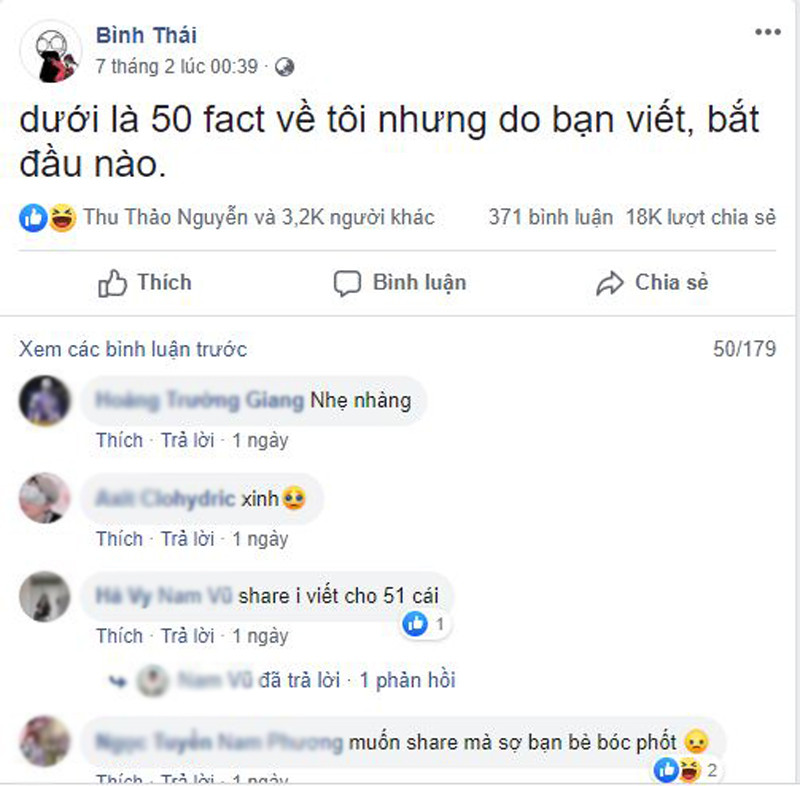 Trào lưu gây sốt mấy hôm nay bắt nguồn từ tài khoản Facebook có tên Bình Thái.