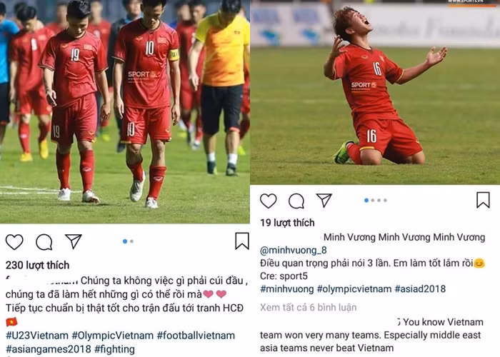 Hashtag #olympicvietnam là nơi để người hâm mộ gửi tâm thư tới các cầu thủ.