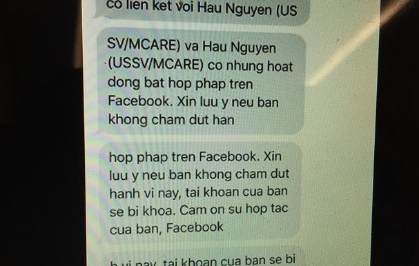 Tin nhắn một số người dùng có liên quan đến tài khoản Hau Nguyen nhận được.