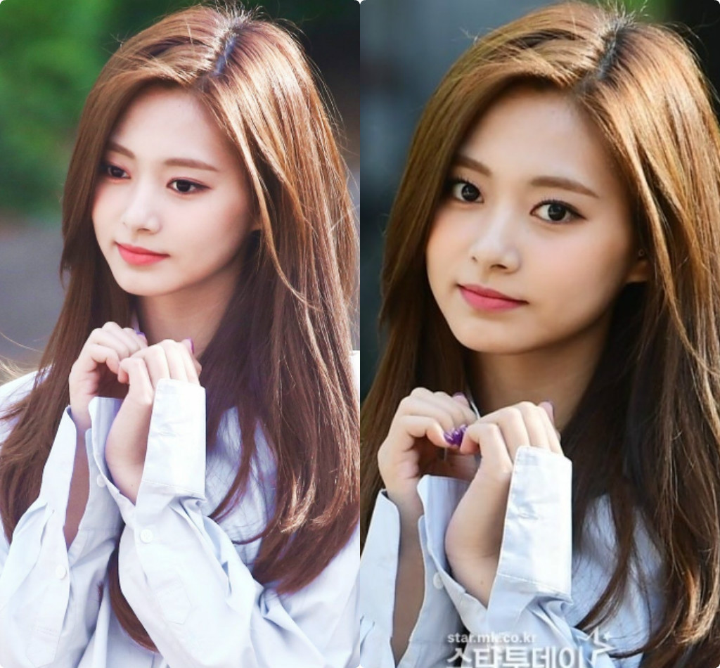 Nhan sắc xinh đẹp của Tzuyu luôn được netizen đánh giá cao. Những bức hình chân thực do phóng viên chụp cho thấy Tzuyu quả thực rất thu hút. So với ảnh fansite, điểm khác biệt duy nhất chính là làn da hơi ngăm của cô nàng.