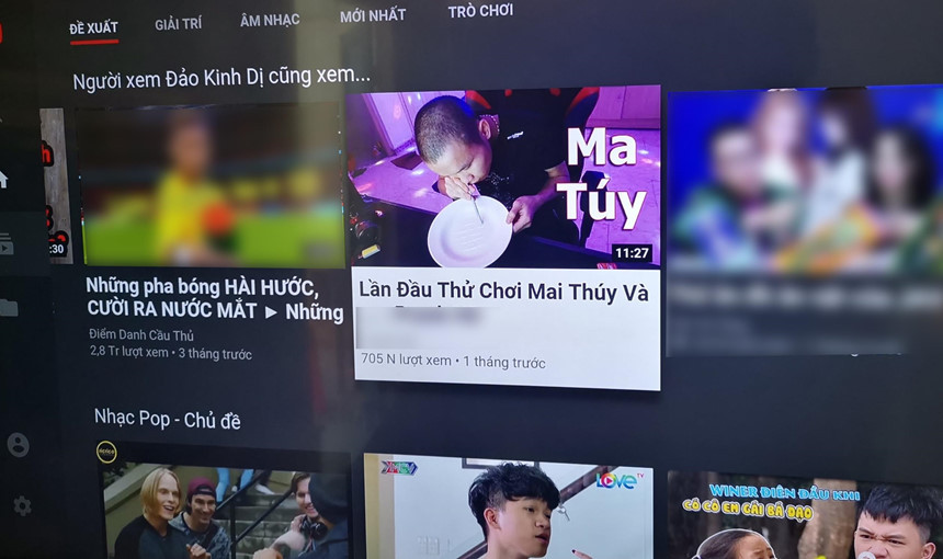 Video truyền bá ma túy xuất hiện trong phần đề xuất với hơn 700.000 lượt xem.