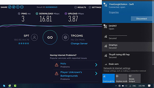 Tốc độ mạng khi đo bằng Speed.