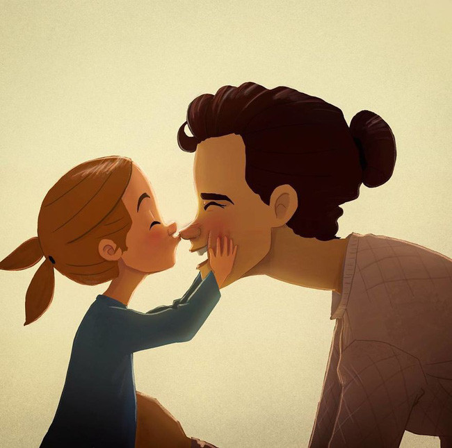 Có một cô con gái bé nhỏ lúc nào cũng chỉ thích được ôm hôn thôi vì nó tình cảm và mùi mẫn cực kỳ.