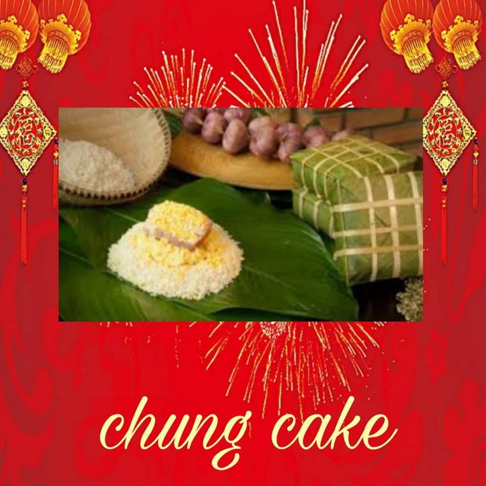 Chung cake /chung keɪk/ = Square glutinous rice cake /skweər ˈɡluː.tɪ.nəs raɪs keɪk/: bánh chưng Sticky rice /stɪk.i ˈraɪs/: gạo nếp