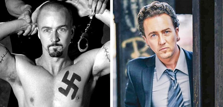 Nam diễn viên Ed Norton đã cạo đầu và tăng 13,5kg trong phim "American History X" (1998). Anh ăn 7 bữa một ngày, chủ yếu là gà tây, và cá.