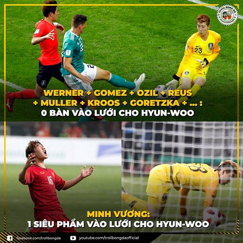 Minh Vương đã làm được điều mà dàn sao ĐT Đức không làm được ở World Cup 2018. Ảnh: Troll Bóng Đá.