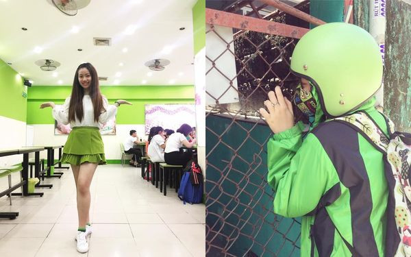 Ngọc Châu cũng có rất nhiều quần áo màu xanh lá.