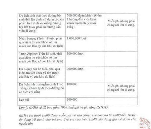 Bảng giá vé sẽ áp dụng vào ngày 2/9 sắp tới.