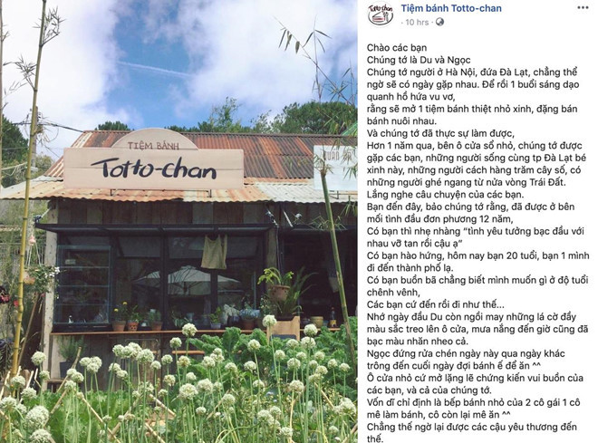 Thông báo chính thức nghỉ hoạt động của Tiệm bánh Totto-chan. (Ảnh chụp màn hình)