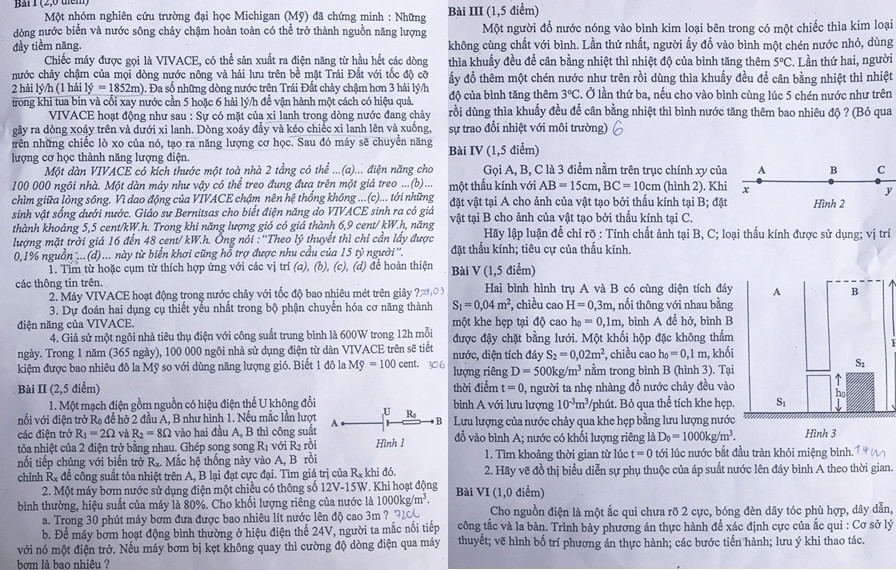 Đề thi môn Vật lý.
