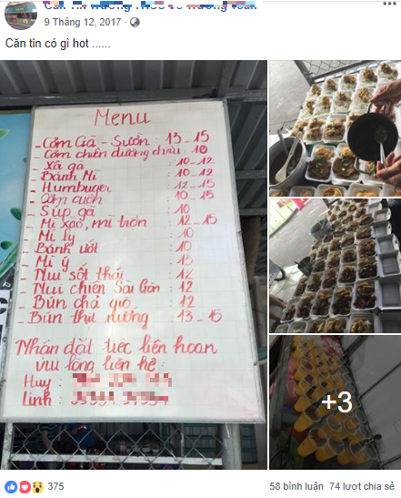 Căng tin còn có cả fanpage hơn chục ngàn like, thực đơn hàng ngày hay món mới đều được update luôn nhé!