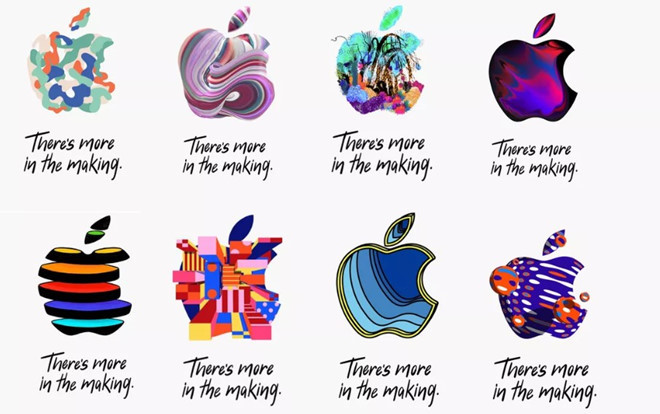 Nhiều logo quả táo cùng dòng chữ "There's more in the making" được thiết kế ấn tượng.