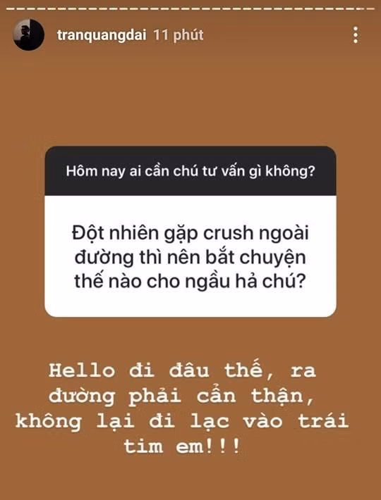 Chú cứ thế này cũng đủ lạc vào trái tim bao nhiêu cô gái rồi đấy.