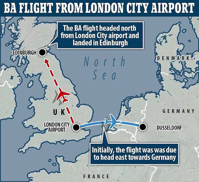 Nhìn từ sơ đồ biểu thị cho thấy chuyến bay đã nhầm hướng