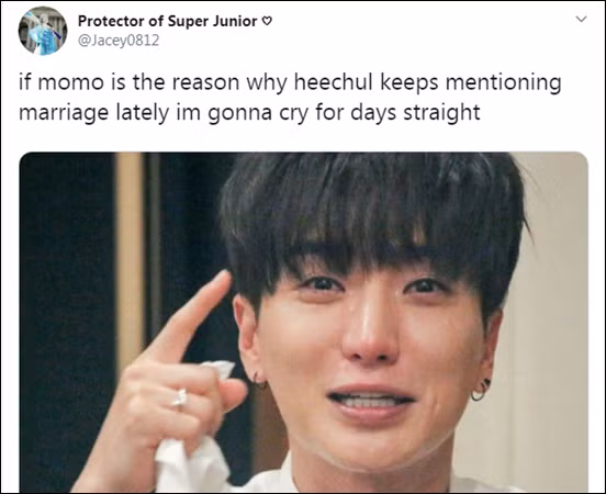 Nếu như Momo là nguyên nhân khiến Heechul cứ nhắc đến chuyện kết hôn thời gian gần đây thì tôi sẽ khóc mấy ngày mất.
