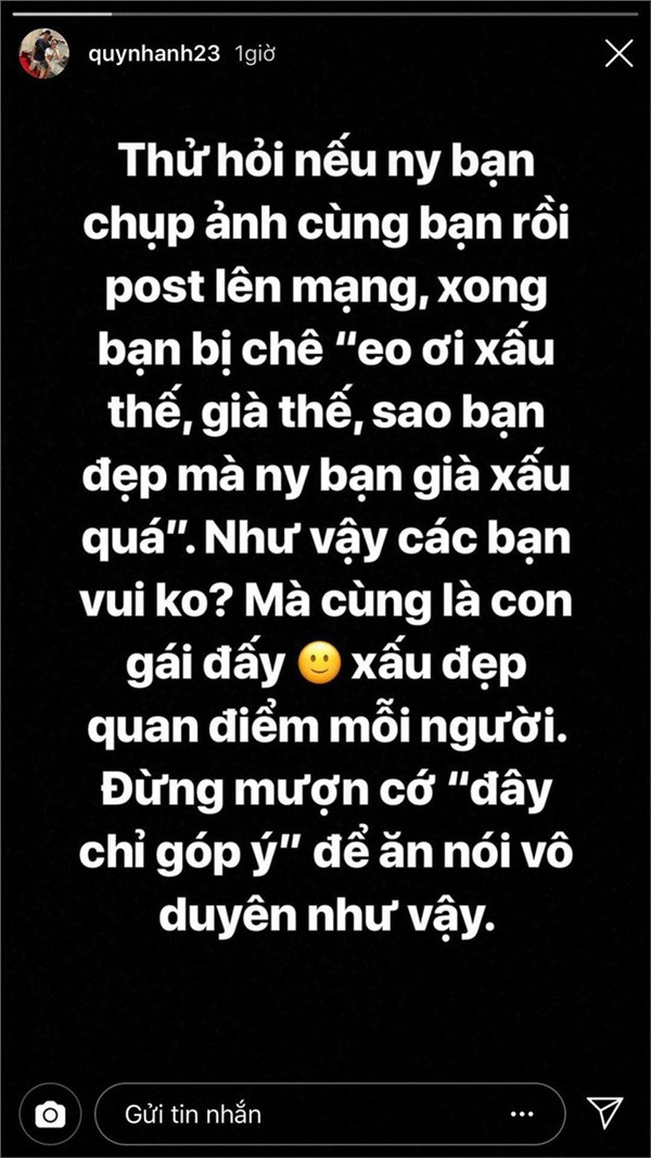 Status cực gắt của Quỳnh Anh.