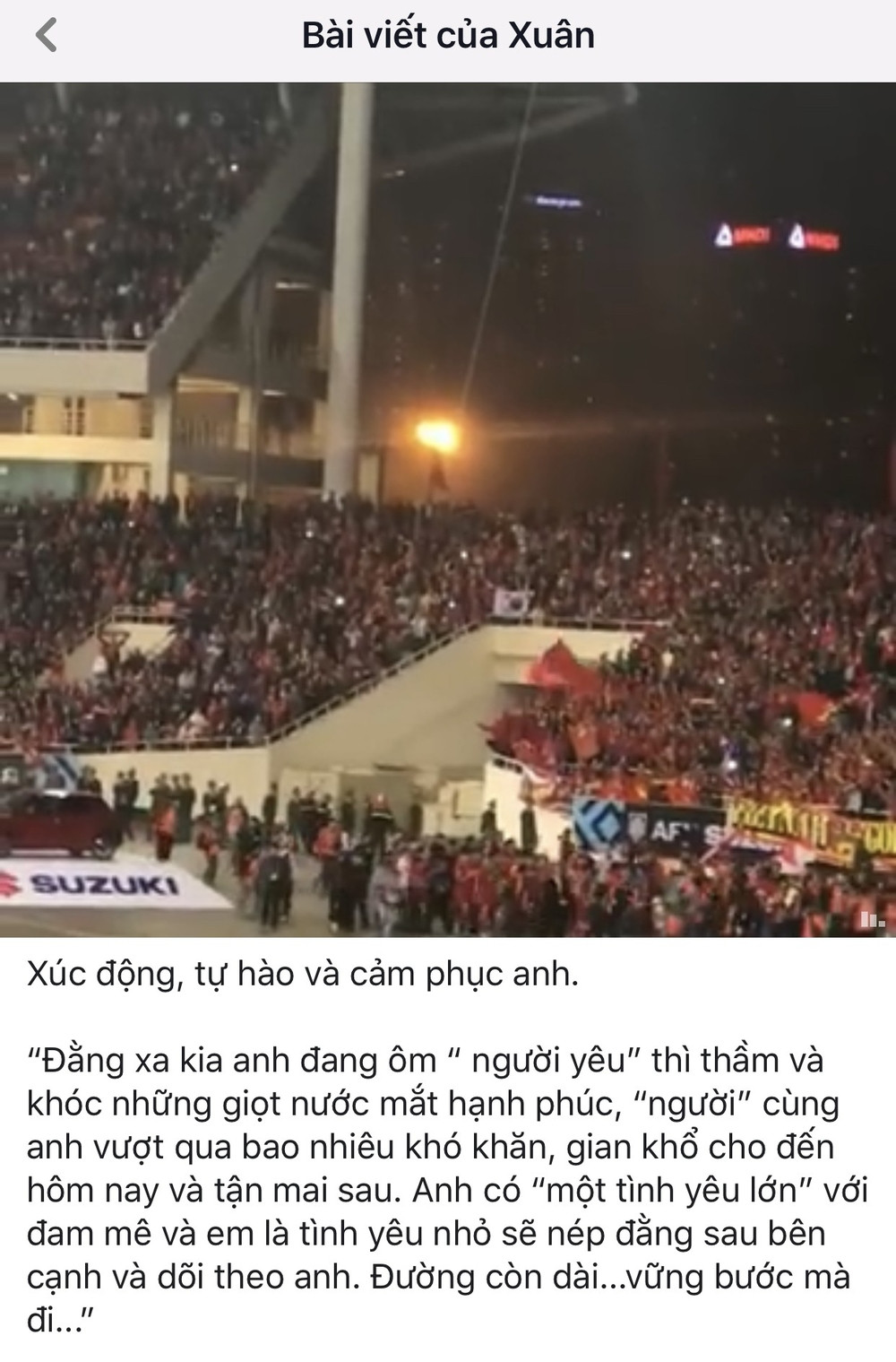 Bài đăng của Yến Xuân được nhiều người cho là đang ủng hộ cho Văn Lâm.