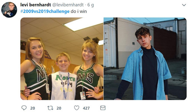 "2009 vs 2019" đang là trào lưu hot nhất mạng xã hội. Ảnh chụp màn hình.