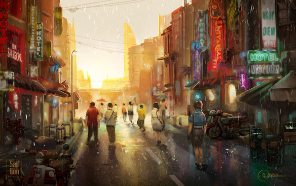 Bùi Viện ngày có mưa. Bùi Viện ngày có mưa.