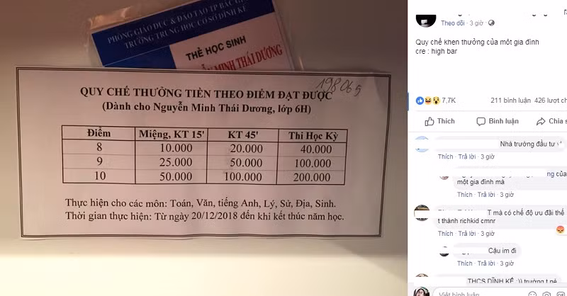 Hình ảnh được tài khoản T.Q đăng tải trên một diễn đàn dành cho học sinh.