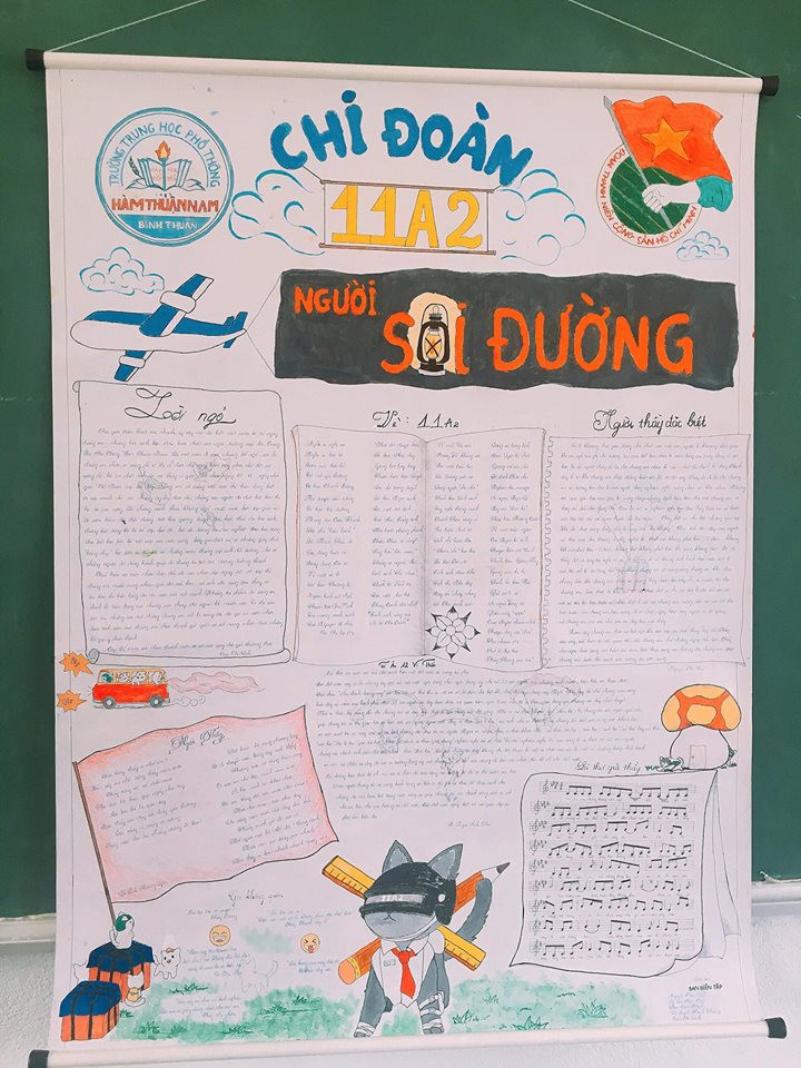 Báo tường của học sinh THPT Hàm Thuận Nam.