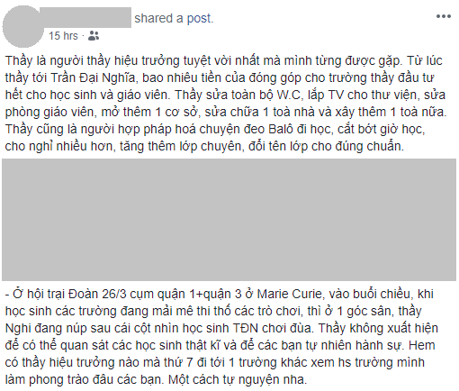 Học sinh nào cũng ấn tượng với những thay đổi mà thầy dành cho Trần Chuyên.