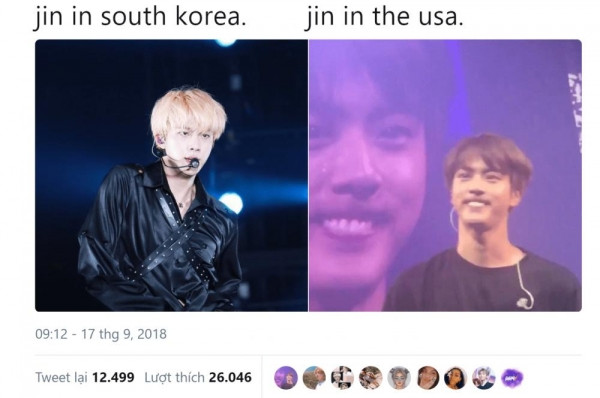 Jin khi ở Hàn và lúc ở Mỹ đúng là không liên quan đến nhau