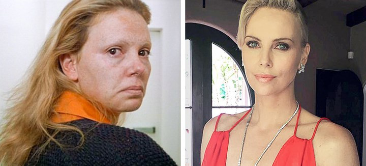 Charlize Theron tăng 15 kg để vào vai nữ sát thủ trong phim “Monster”. Từ mỹ nhân quyến rũ nhất hành tinh, trông Theron không khác gì một con quái vật.