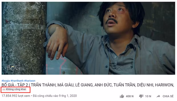 Trấn Thành đã cài đặt chế độ “không công khai” cho các tập phim trước đó của Bố già.