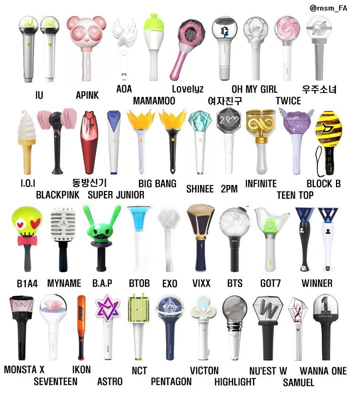 Lightstick của các nhóm nhạc K-Pop có đủ kiểu từ xinh xắn dễ thương đến cá tính mạnh mẽ.