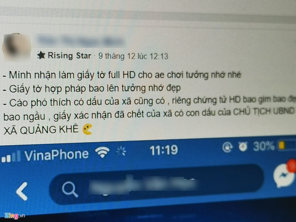 Ngoài phôi giả, một số tài khoản còn rao bán cả phôi có con dấu.