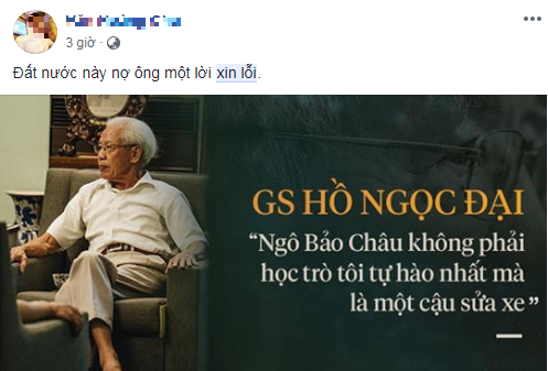 Một số người đã công khai xin lỗi GS Hồ Ngọc Đại trên trang Facebook cá nhân.