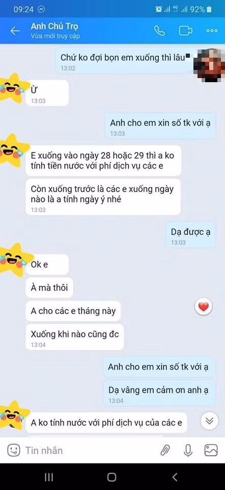 Còn chủ trọ này thì “khuyến mãi” tiền nước và các chi phí dịch vụ.