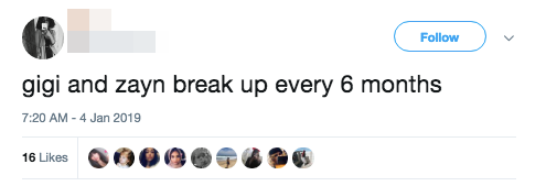 Hầu hết các fan đều không bất ngờ khi Gigi và Zayn chia tay