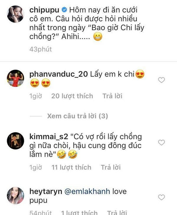 Phan Văn Đức hóm hỉnh bình luận dưới dòng trạng thái của Chi Pu.