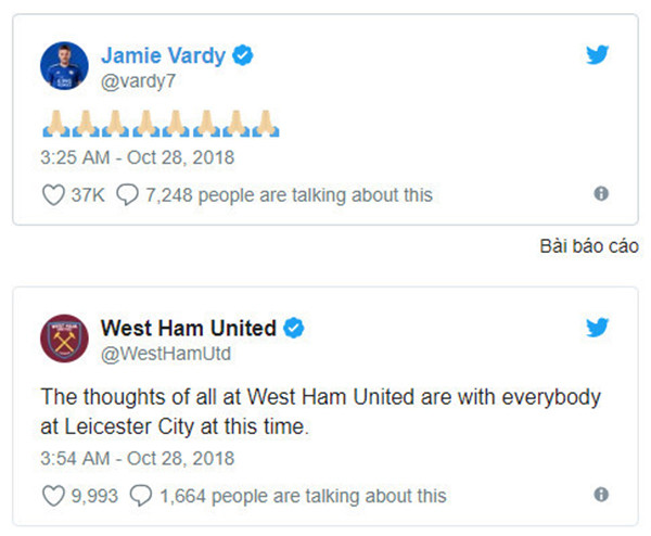 Rất nhiều cầu thủ và CLB đã cầu nguyện cho tỷ phú người Thái Lan. Ảnh: Twitter.