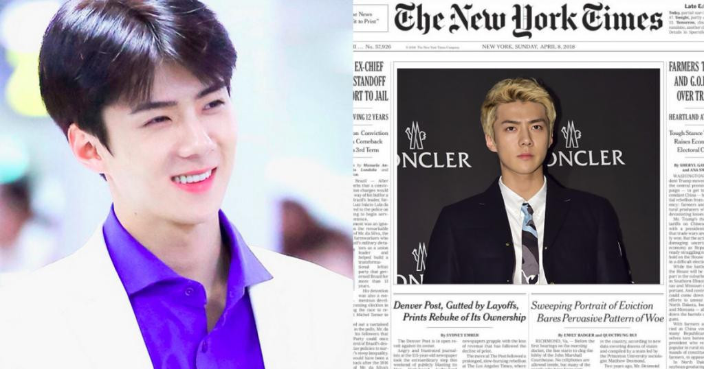 Sehun trở thành thần tượng Hàn Quốc đầu tiên xuất hiện trên tờ The New York Times nhờ các fan.