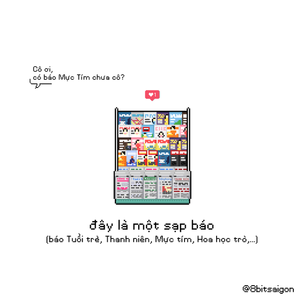 Hồi đó cứ sáng thứ 3, thứ 4, thứ 5 hàng tuần là đu ra sạp báo đầu hẻm gom Hoa Học trò, Mực Tím, Khăn Quàng Đỏ, Nhi đồng,.. Bây giờ người ta đọc báo mạng hết trơn rồi, đâu ai đọc báo giấy nữa.